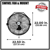 18 In. 3-SPEED TILTING/SWING WALL MOUNT FAN (NO KEBLOC INCLUDED)